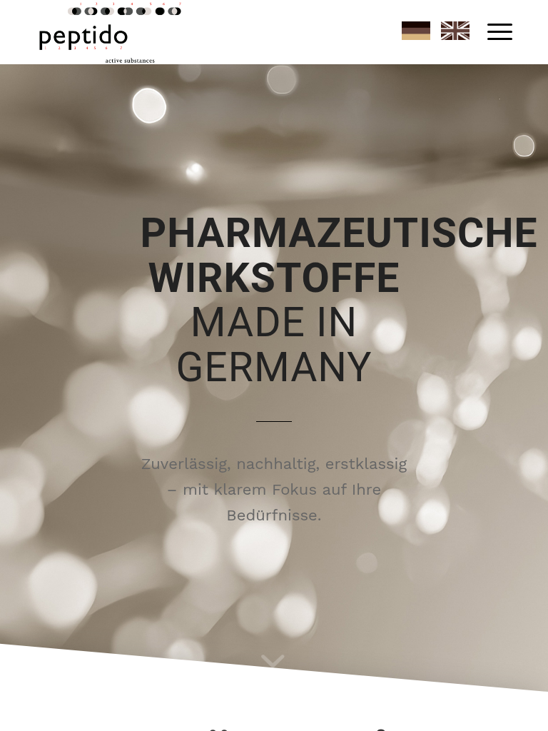 Peptido GmbH – Tablet-Ansicht
