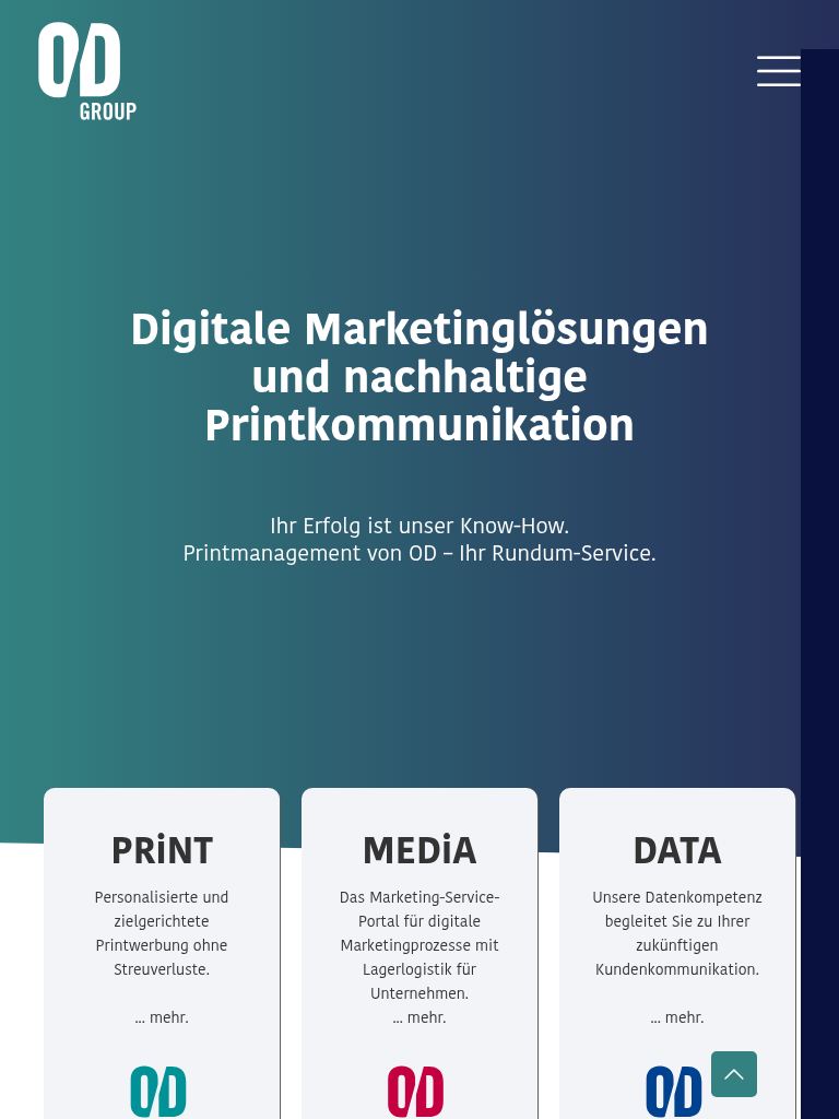 O/D Group – Tablet-Ansicht