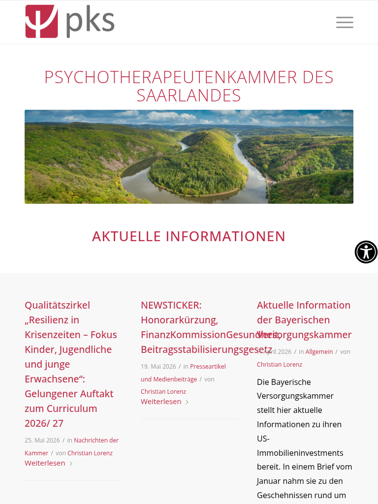 Psychotherapeutenkammer des Saarlandes – Tablet-Ansicht