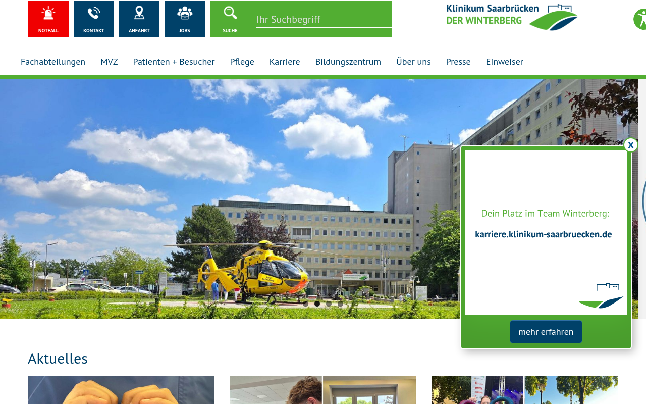 Klinikum Saarbrücken – Desktop-Ansicht
