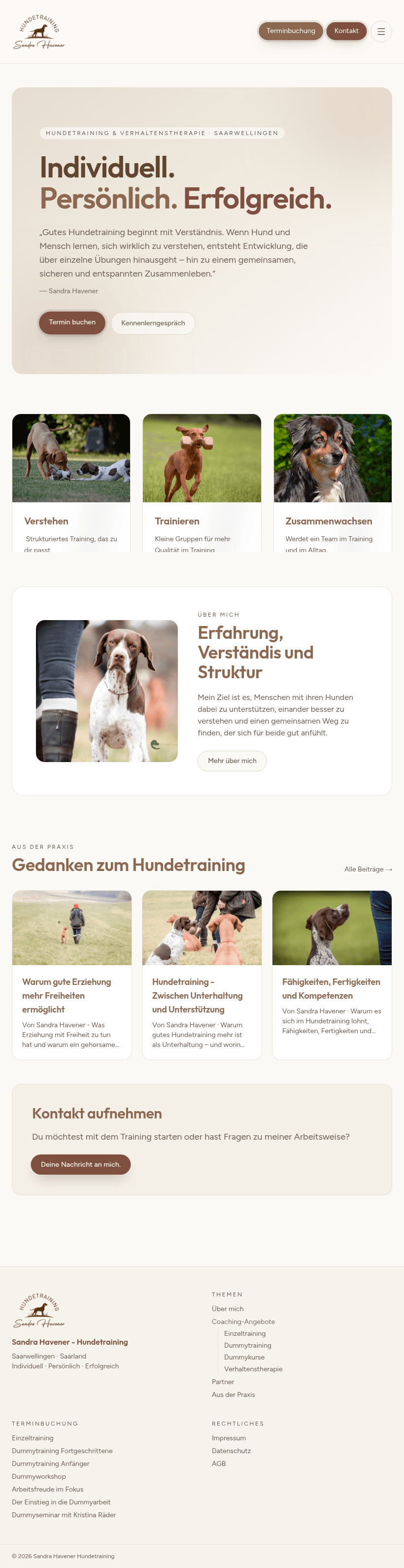 Sandra Havener Hundetraining – Tablet-Ansicht