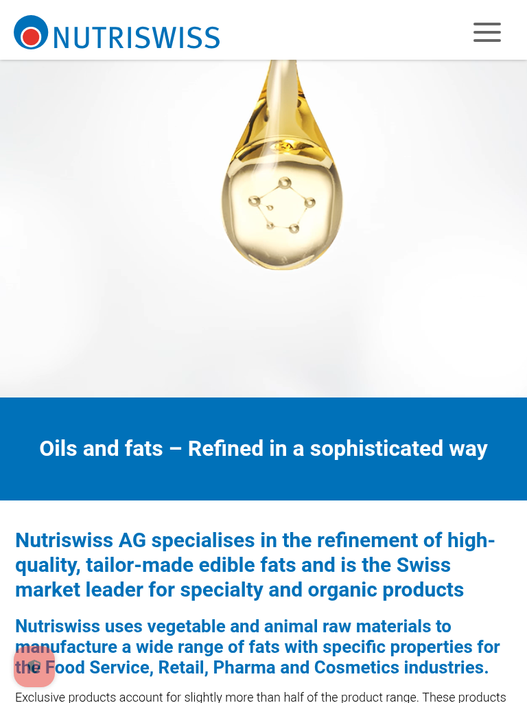 Nutriswiss AG – Tablet-Ansicht