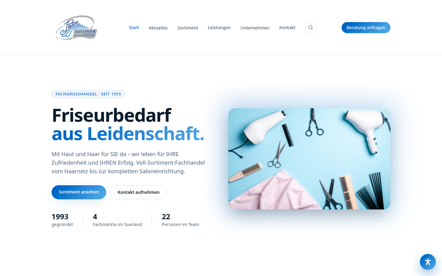 Pusse Hair Center – Desktop-Ansicht
