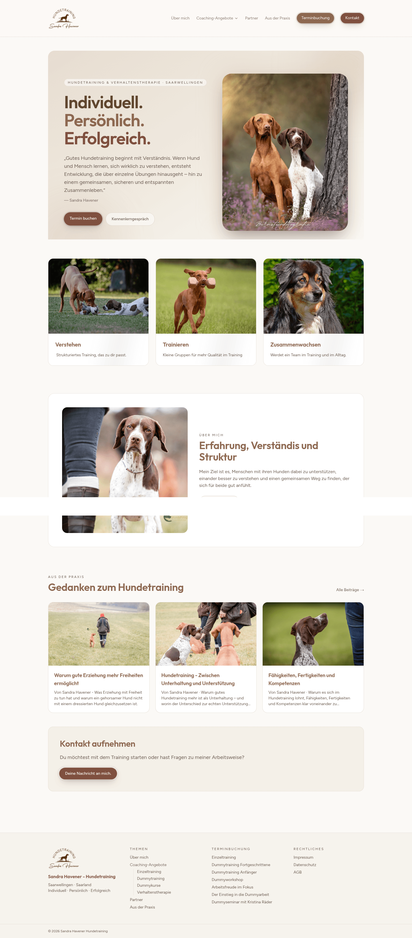 Sandra Havener Hundetraining – Desktop-Ansicht