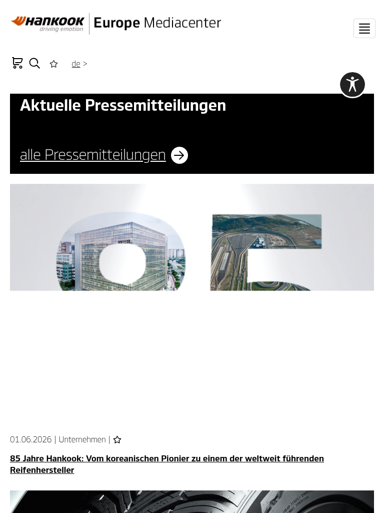 Hankook Tire Europe GmbH – Tablet-Ansicht
