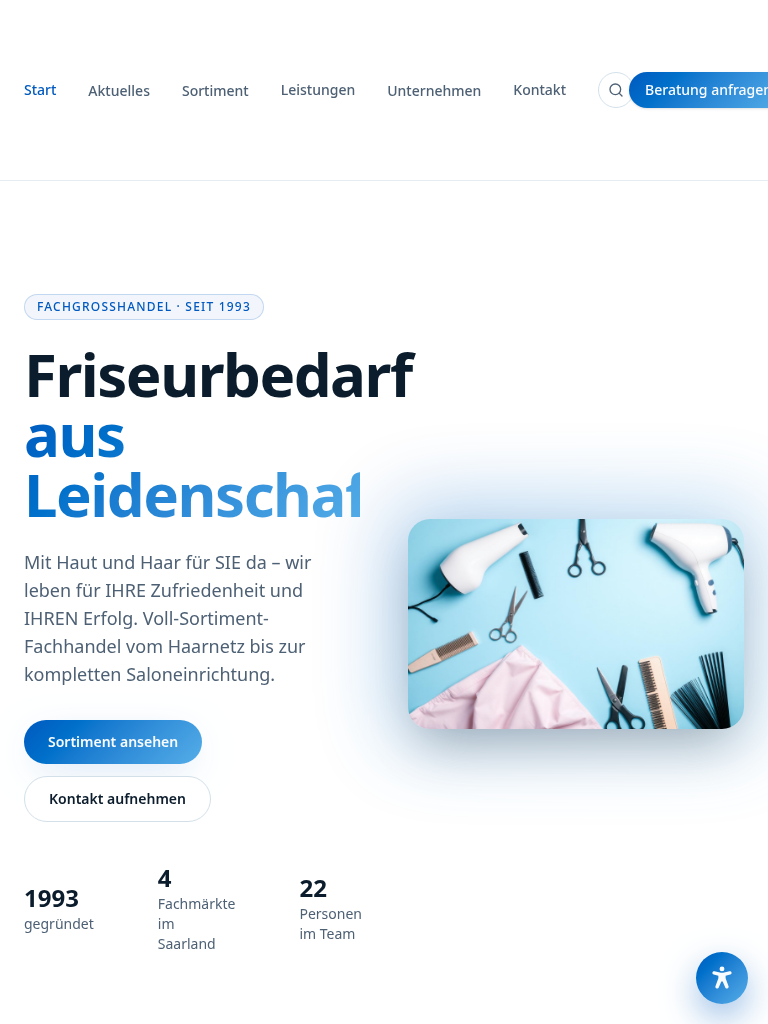 Pusse Hair Center – Tablet-Ansicht