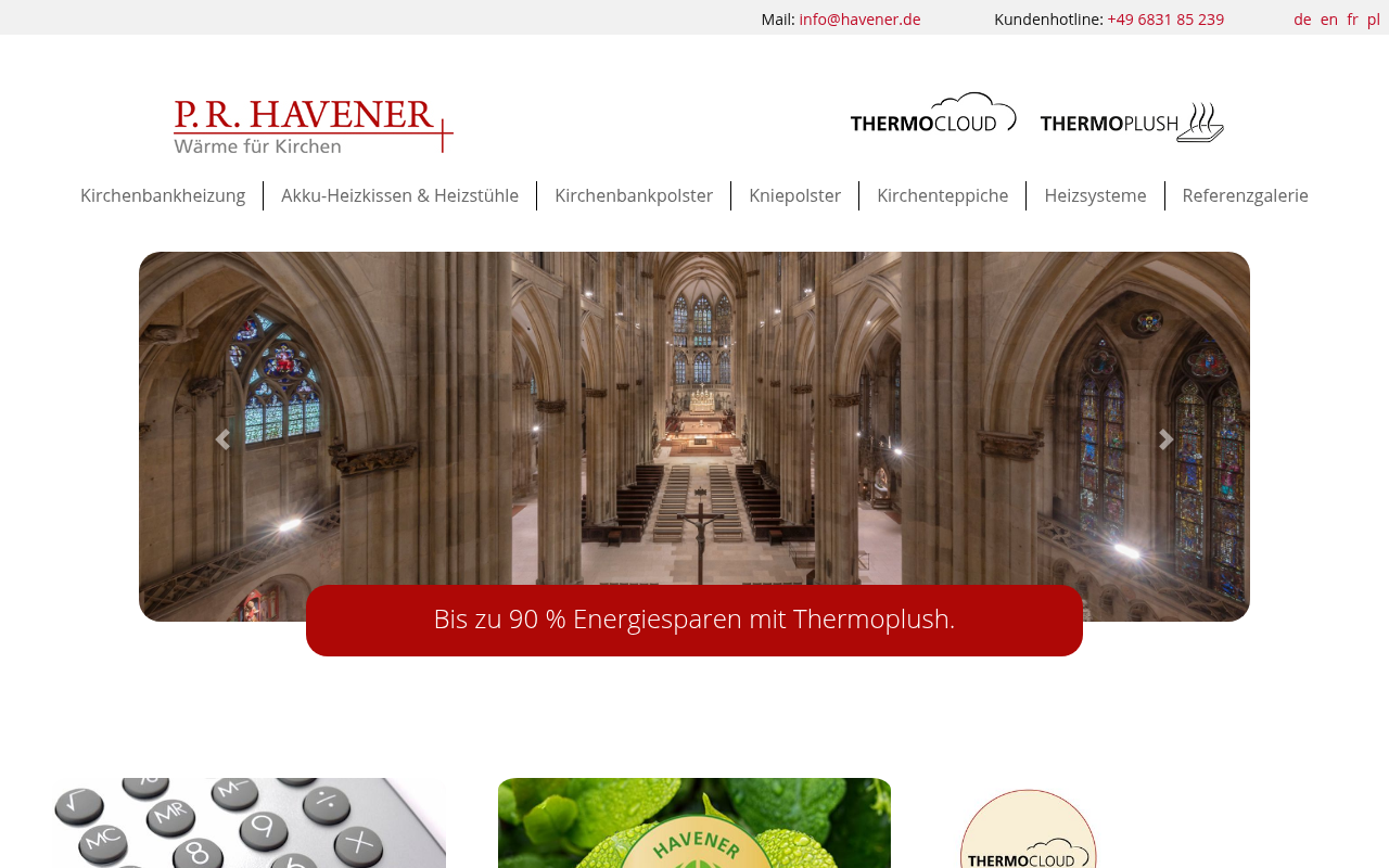 P.R. Havener – Desktop-Ansicht
