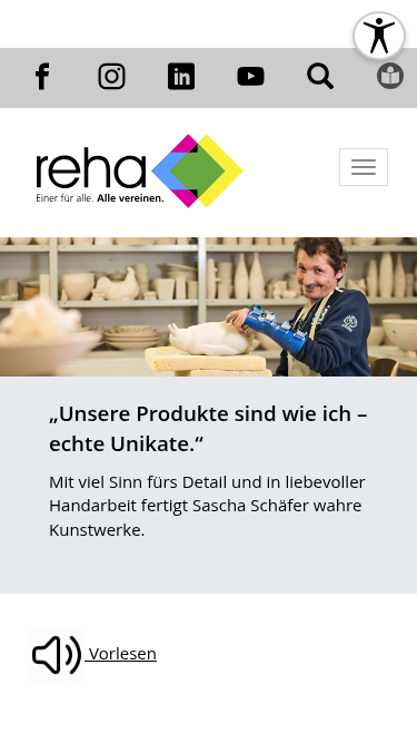 reha GmbH – Mobile-Ansicht