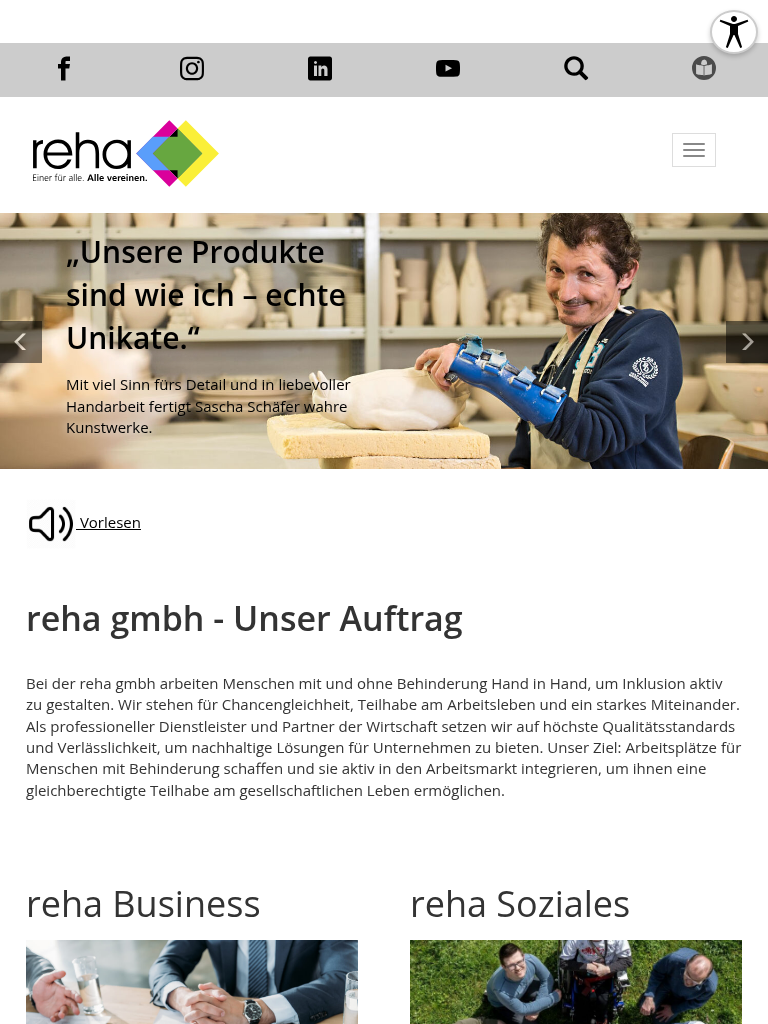reha GmbH – Tablet-Ansicht