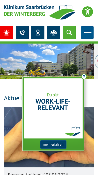 Klinikum Saarbrücken – Mobile-Ansicht