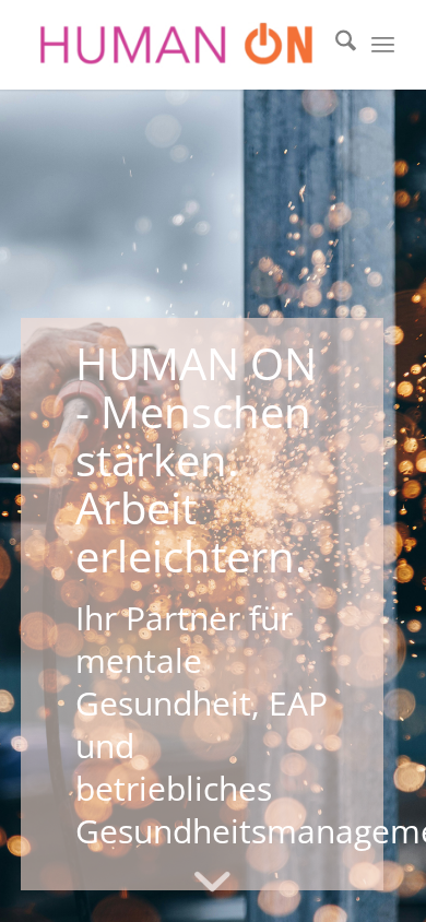HUMAN ON – Mobile-Ansicht